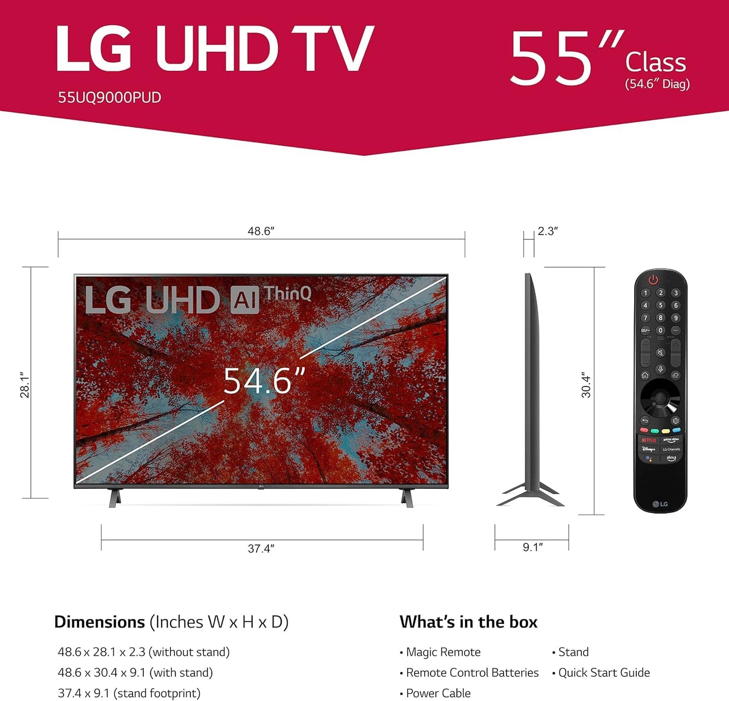 55-Inch Class UQ9000 Series Alexa Built-In 4K Smart TV (3840 X 2160), 60Hz Refresh Rate, Ai-Powered 4K, Cloud Gaming (55UQ9000PUD, 2022)