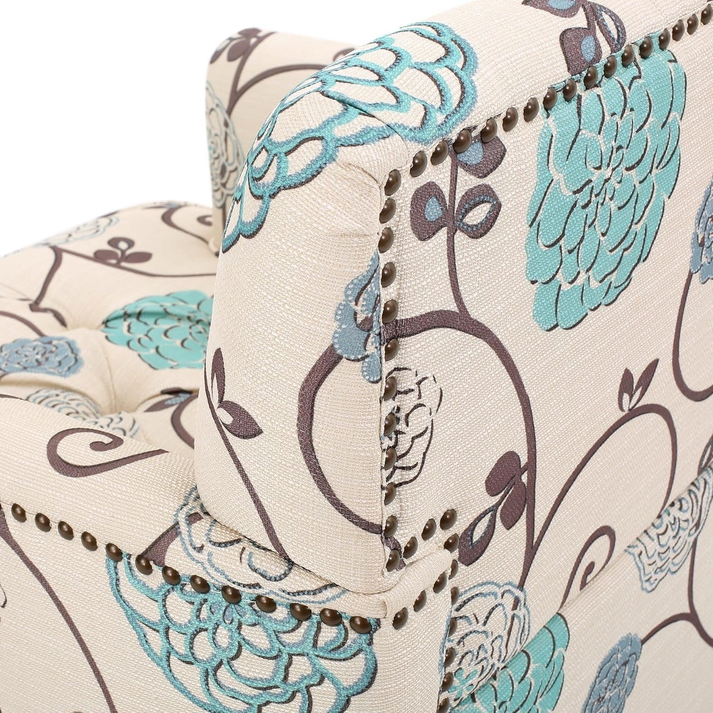 Harrison Fabric Tufted Club Chair, White / Blue (29.5"D X 28"W X 33.5"H)