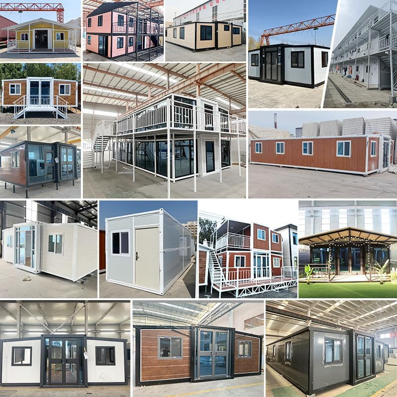 20Ft Customizable 2-Story Prefab Tiny Home, Expandable Folding Container House with 3-5 Bedrooms, Living Room, Kitchen & Full Bathroom, Luxury Tiny House with Terrace for Adults and Family Homes