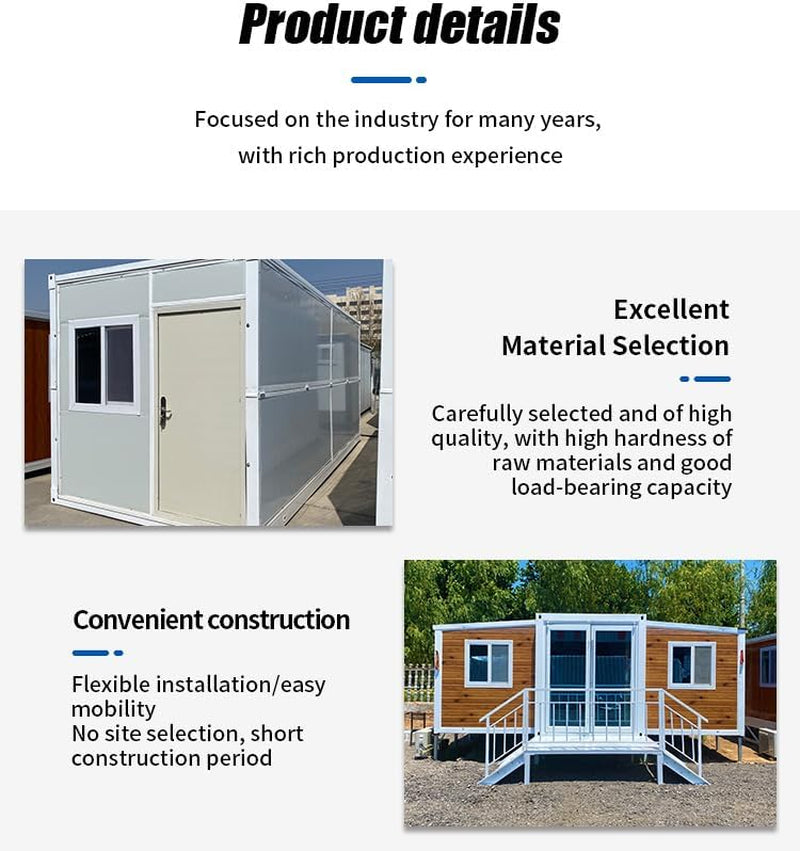 Customizable 20FT/40FT Luxury Expandable Container House - Prefab Tiny Home with Full Kitchen & Bathroom, 2 Bedroom Mobile Modular Villa for Backyard Office, Guest Suite