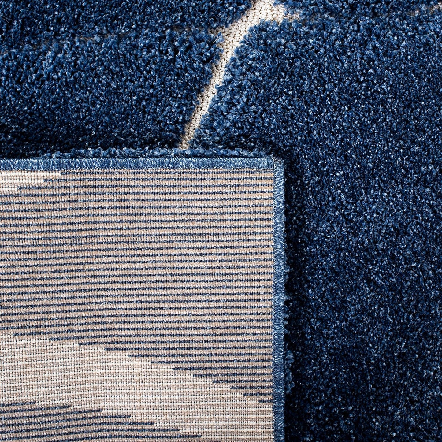 Florida Shag Collection Area Rug - 6' X 9', Navy & Ivory, Non-Shedding & Easy Care, 1.2-Inch Thick Ideal for High Traffic Areas in Living Room, Bedroom (SG471-6512)