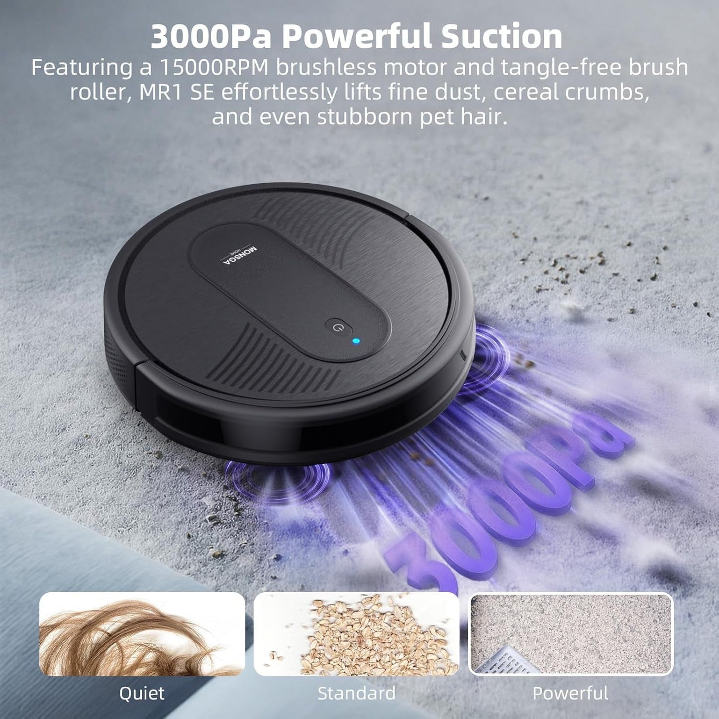Robot Vacuum Cleaner, 4000Pa Powerful Suction Robotic Vacuum, 3.2" Super-Slim, 140Min Runtime, Vacuum Robot for Hard Floor/Low Pile Carpet/Pet Hair, Remote/App/Voice Control, Schedule Clean