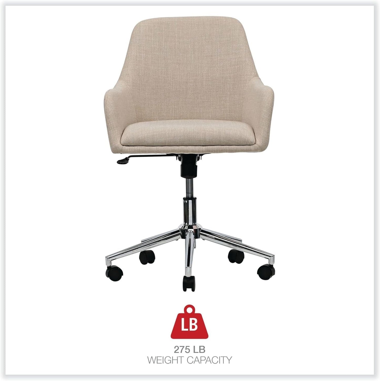 Office Chair - Workspace by  Mid-Century Task Chair, Supports up to 275 Lb, 18.9" to 22.24" Seat Height, Cream Seat, Cream Back