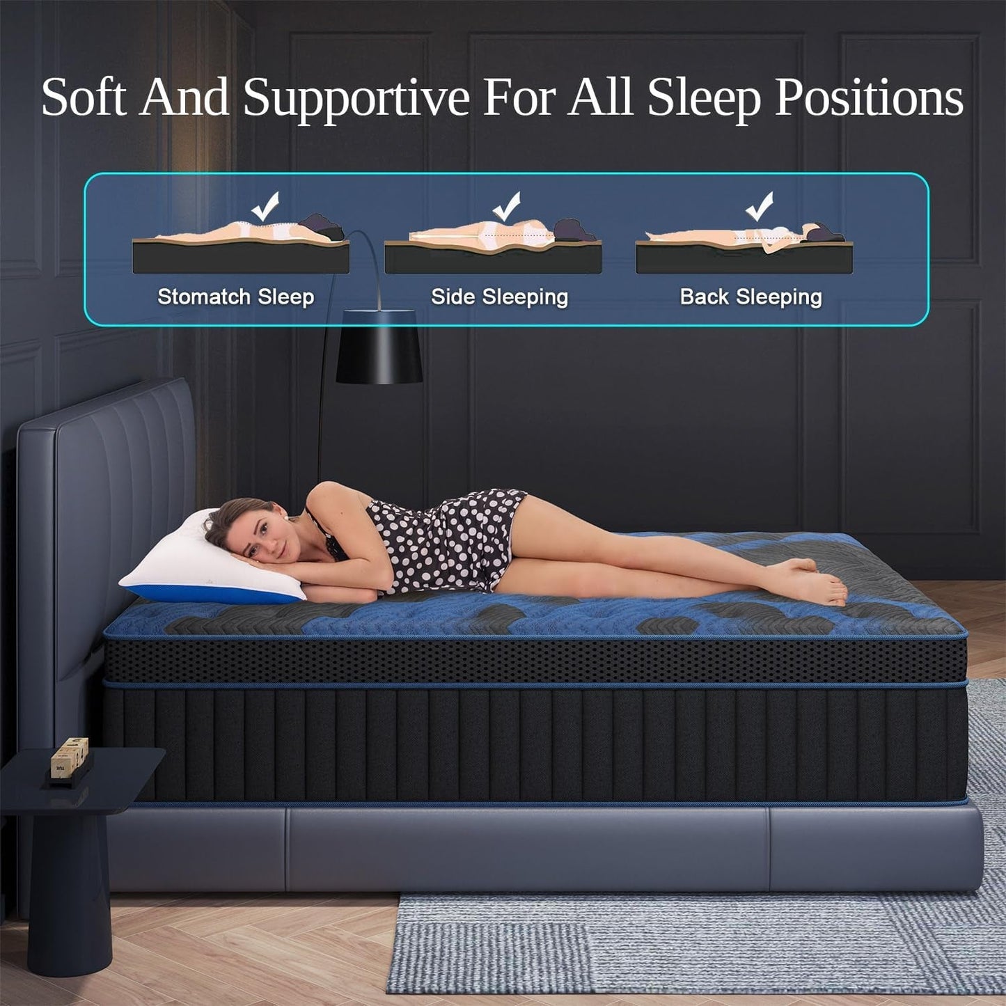 Full Mattress, 14 Inch Hybrid Mattresses Medium Firm with Gel Memory Foam & Pocketed Coils, Motion Isolation, Certipur-Us Certified, Pressure Relief for Silent Sleep