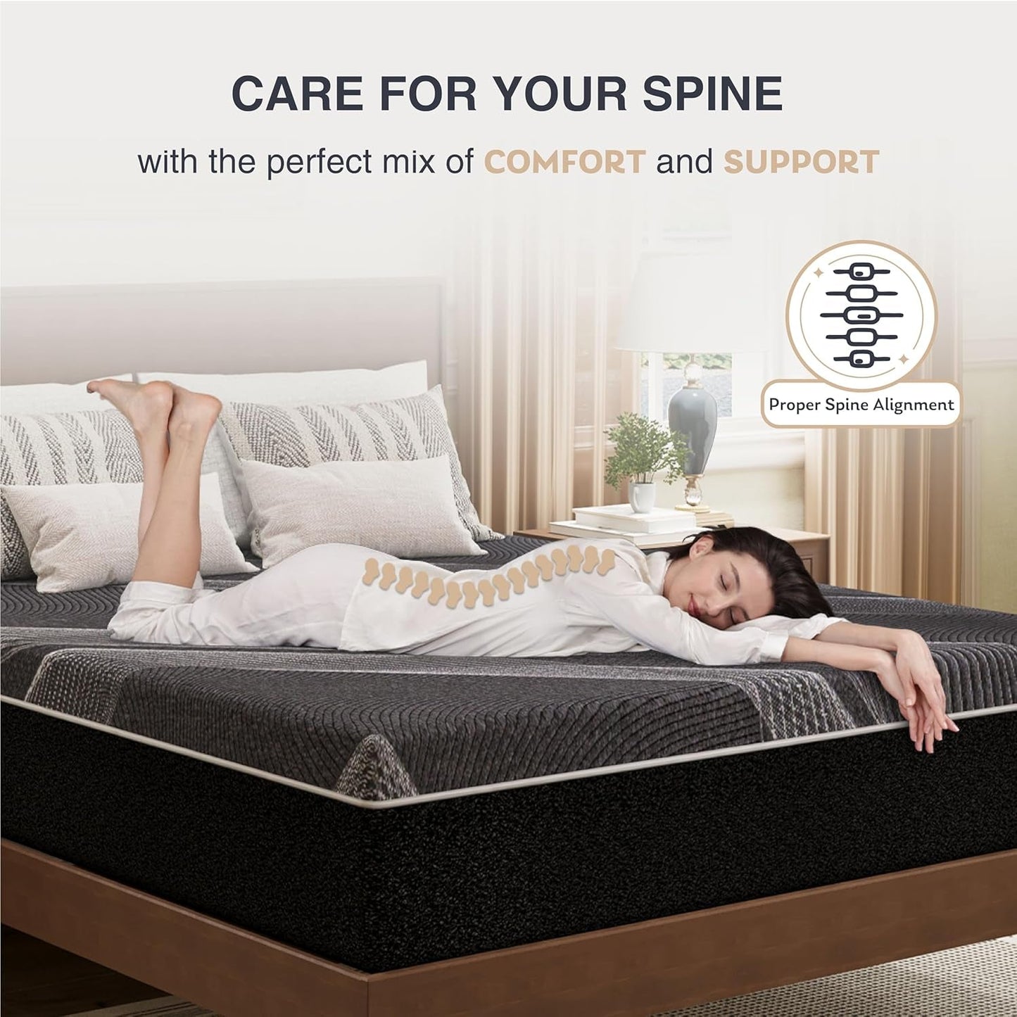 Queen Size Mattress, 10 Inch Gel Memory Foam, Cooling & Back Pain Relief, Certipur-Us Certified, Fiberglass Free, Foam Made in USA, Medium