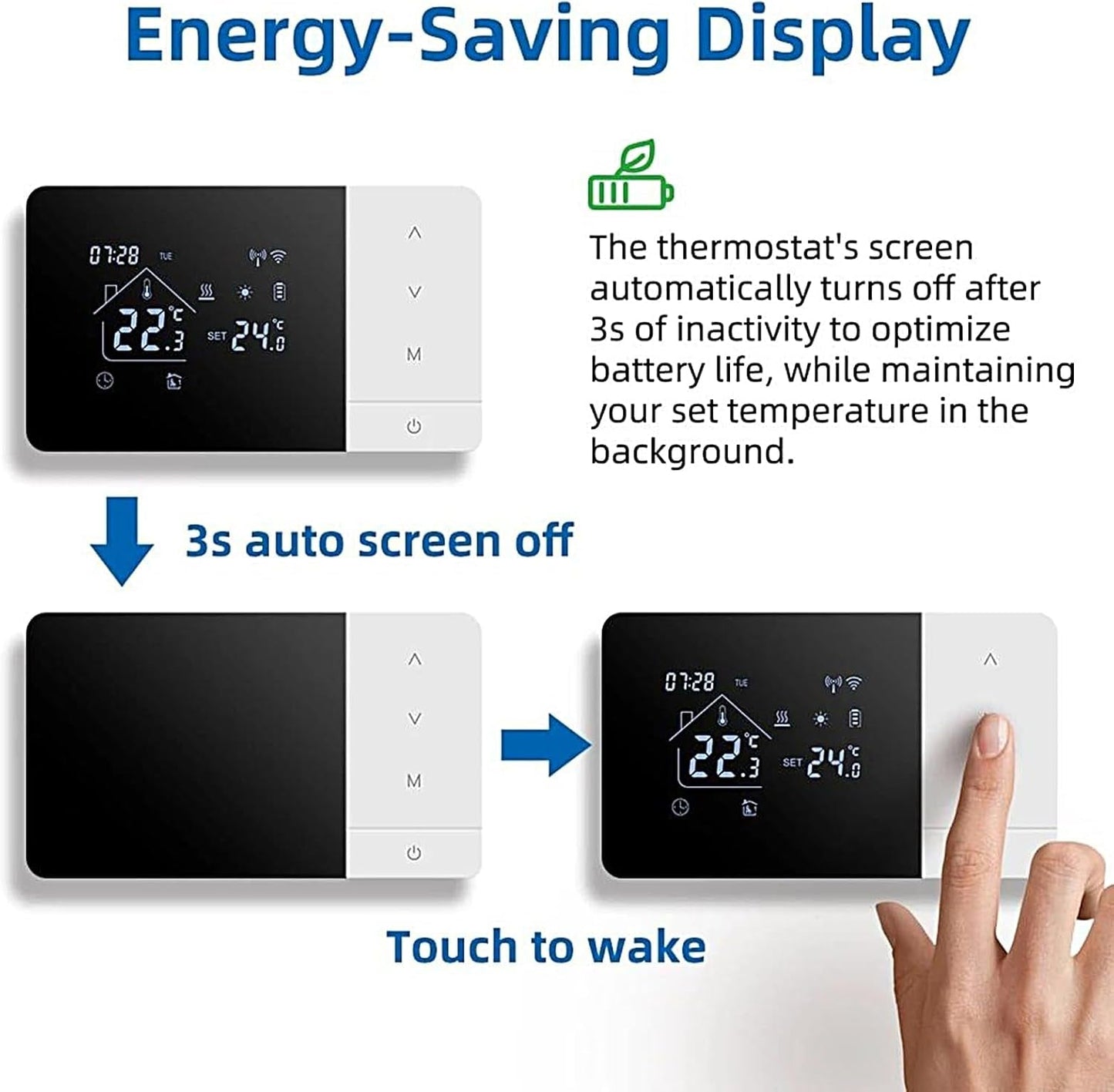 Smart Wifi Thermostat - Heat & Cool Temperature Controller with Touchscreen | APP & Voice Control Thermostatt for Home Automation | Digital Programmable Thermostat for House RV Hotel | Energy Saving C