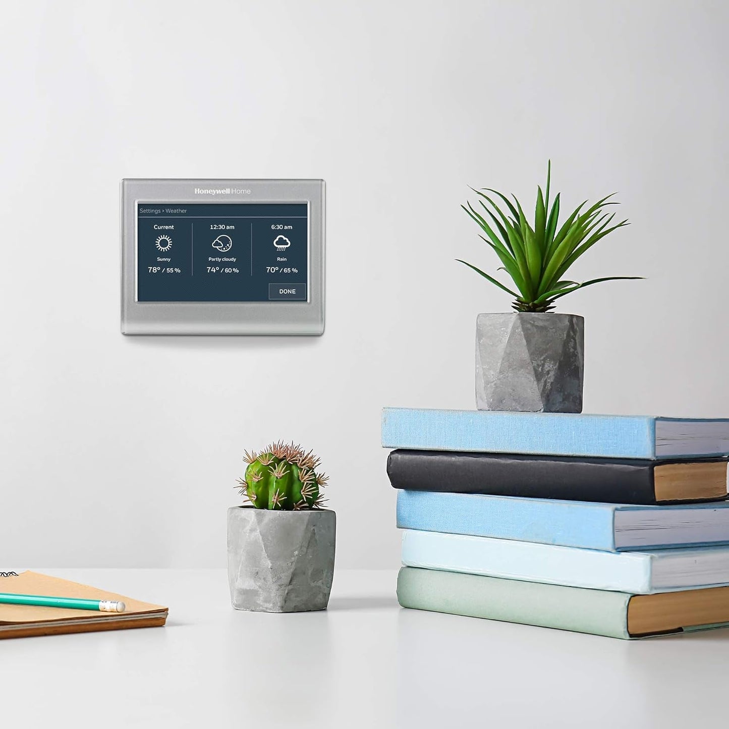 RTH9585WF1004 Wi-Fi Smart Color Thermostat, 7 Day Programmable, Touch Screen, Energy Star, Alexa Ready, Gray