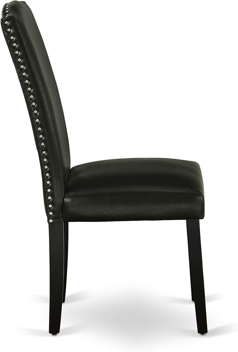 DUEN7-BLK-69 7 Piece Dining Table Set Consist of a Rectangle Kitchen Table and 6 Black Faux Leather Parson Dining Chairs, 36X60 Inch, Black