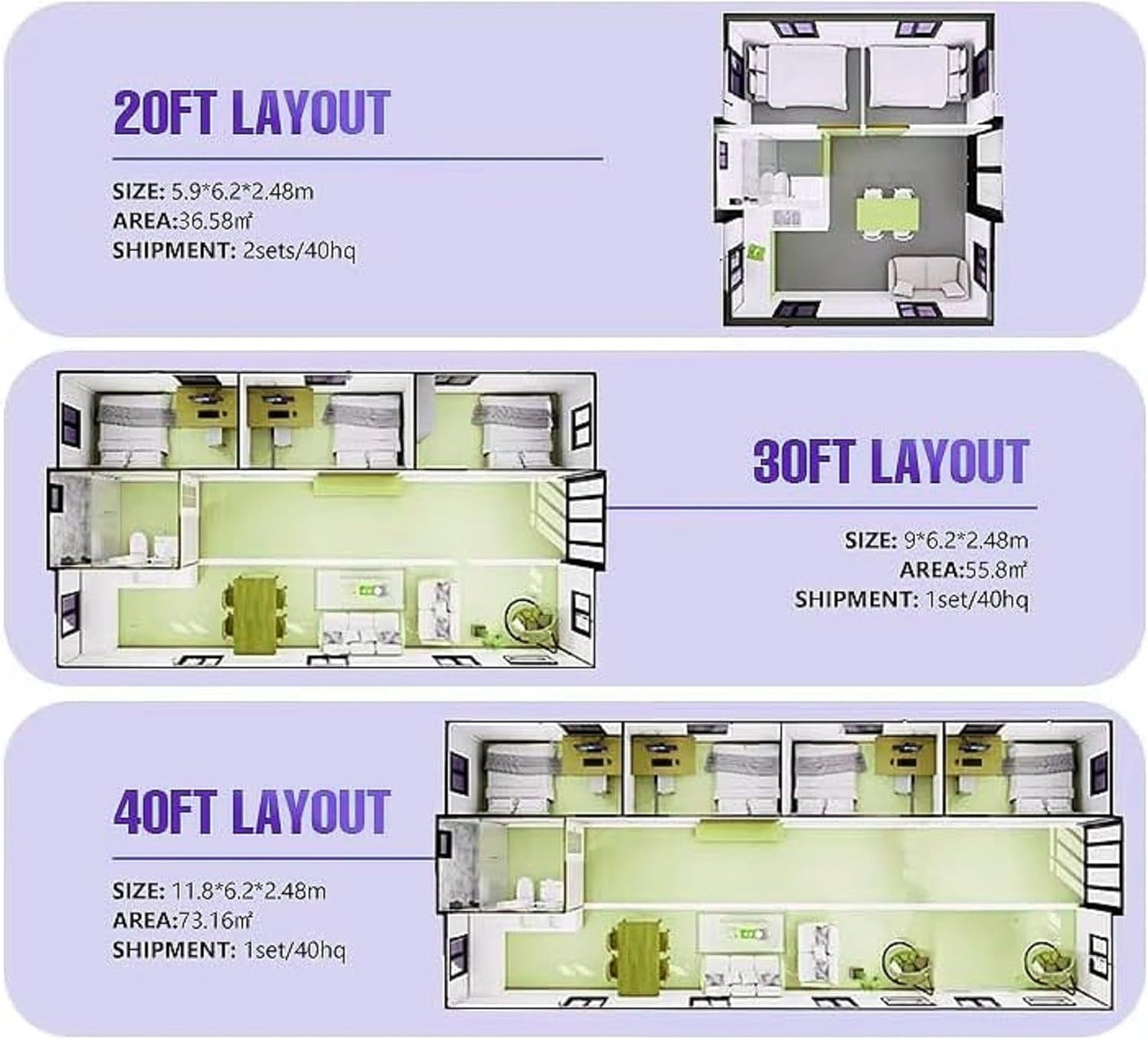 Prefab Tiny Homes for Sale | Expandable Foldable Modular Container Home with Bedroom, Bathroom & Kitchen, Portable Prefabricated Tiny Houses to Live in for Adults, Backyard Guest or Vacation Cabin