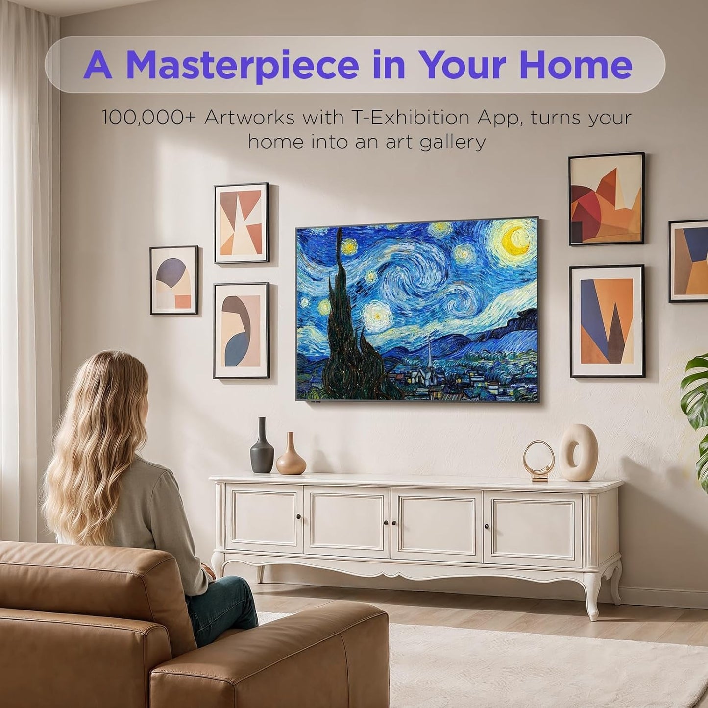 55-Inch Class QLED 4K Smart TV, Ultra-Slim Picture Frame TV, 144Hz, HDR, Art Mode W/Ai Art, Wide Color Gamut, Dolby Vision IQ, Dolby Atmos, Google Assistant Voice Remote(55F75, 2025 Model)