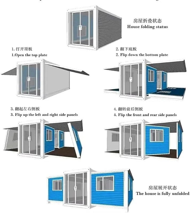 Tiny Home for Sale，20Ft 40FT Prefabricated House for Living Expandable Container House for 2 3 Bedrooms and 1 Fully Equipped Kitchen & Bathroom Modular Portable Design for Off-Grid Living