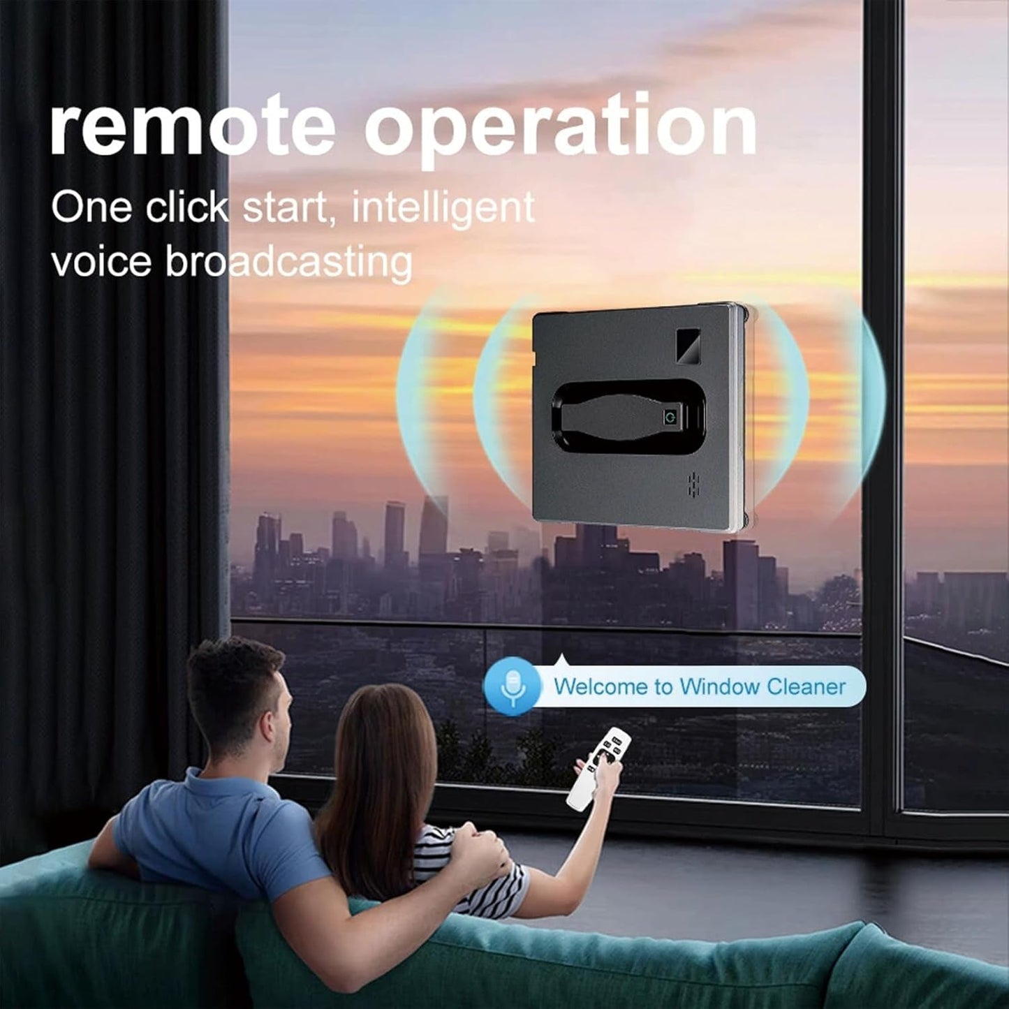 Window Cleaner Robot, Automatic High Suction Power Device for High-Rise Windows, Tiles, Glass Surfaces with 4 Water Spray System
