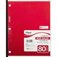 Mead Notebook, 1 Subject, Wide Ruled, 80 Sheets️
