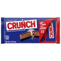 CRUNCH Fun Size Candy Bars, Creamy Milk Chocolate with Crisped Rice, Individually Wrapped Candy, 6 Pack, 2.7 oz Each
