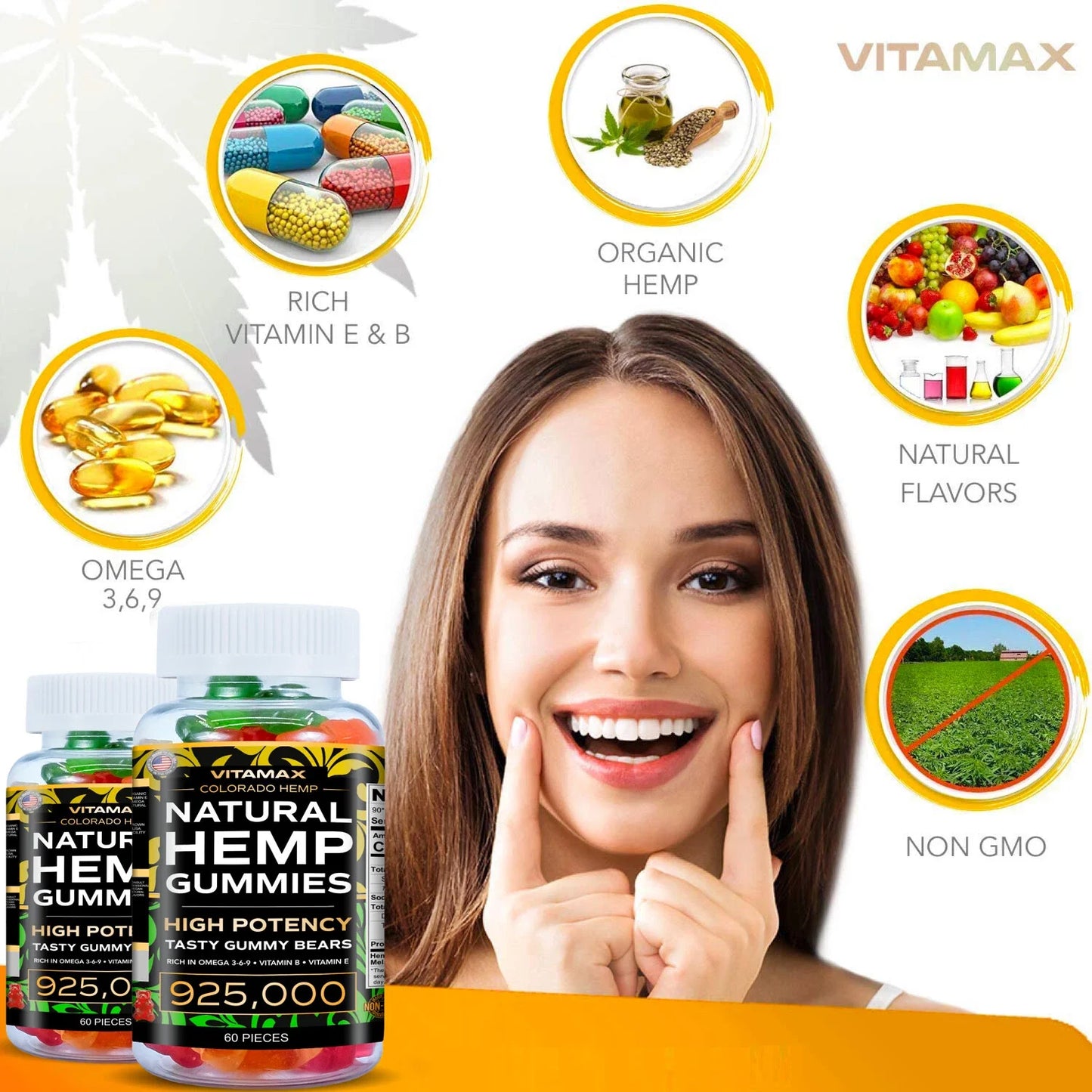 Natural Gummies for Stress Relief - For Pain, Insomnia & Anxiety 120ct (2 Pack)