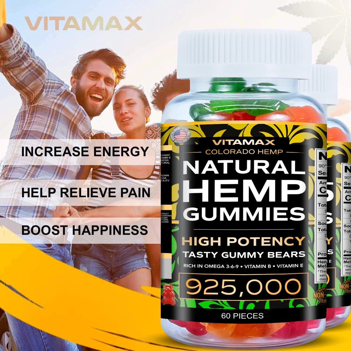 Natural Gummies for Stress Relief - For Pain, Insomnia & Anxiety 120ct (2 Pack)