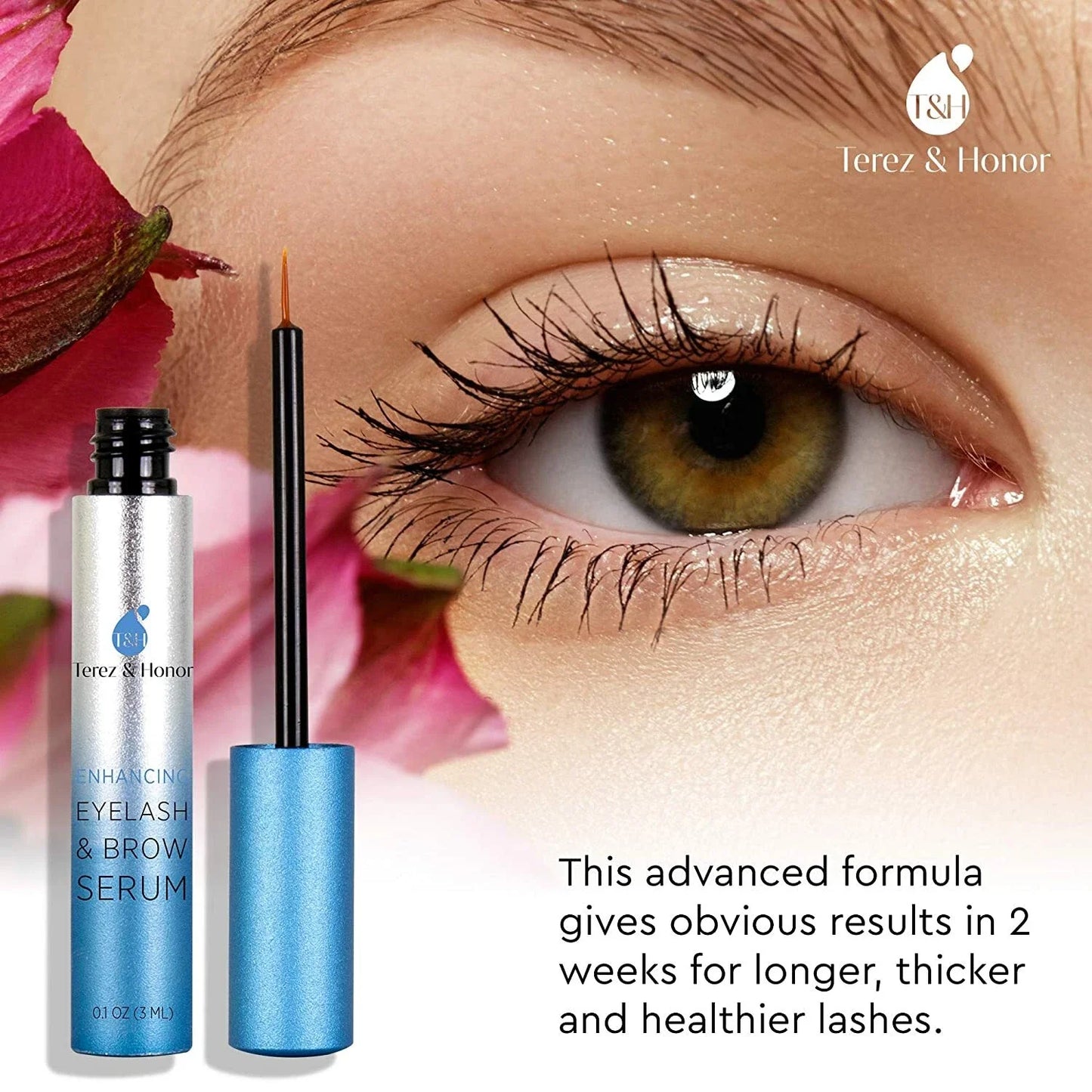 TEREZ & HONOR Natural Eyelash Growth Serum & Brow Enhancer – Grow Thicker, Longer Lashes