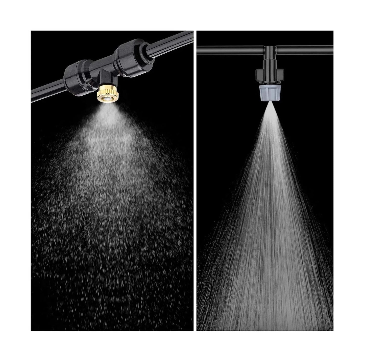 Misting Cooling System 98.4FT (30M) Misting Line + 50 Brass Mist Nozzles + 45 T-Connectors + 1 Faucet Adapters (3/4") Outdoor Mister for Patio Garden Greenhouse Trampoline for Waterpark